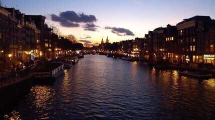 Obraz premium Serene Evening in Amsterdam