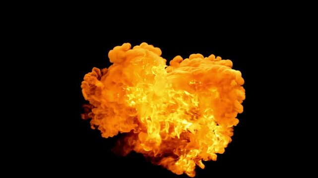 Fire explosion shooting with high speed camera with black png background 