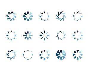 Collection Loading bar status icon. Vector illustration. Set of vector loaded icons. Download progress. Donload or Upload.