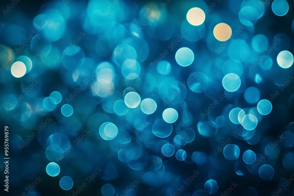 Poster sparkling blue bokeh background creating a dreamy atmosphere, ideal for artistic designs and refresh