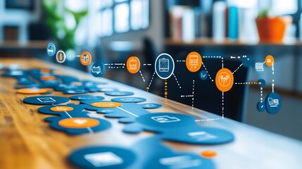 Elearning infographic course outlines icons and stepbystep guidance