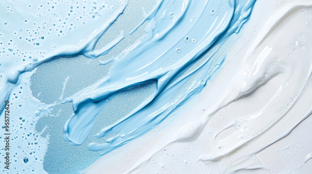Aufkleber swirls of blue and white paint creating a textured pattern on a canvas during the daytime