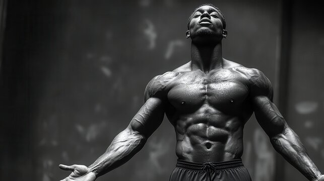 determined athlete poised to release discus muscles taut with anticipation grayscale image captures intense focus and powerful stance against stark background