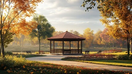 Stunning pavilion design in a garden perfect for tranquil photography