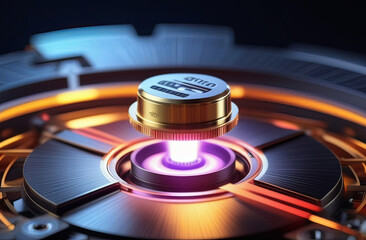 Close up of purpleglowing machine water fluid