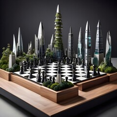 The black and white board features urban-inspired pieces 