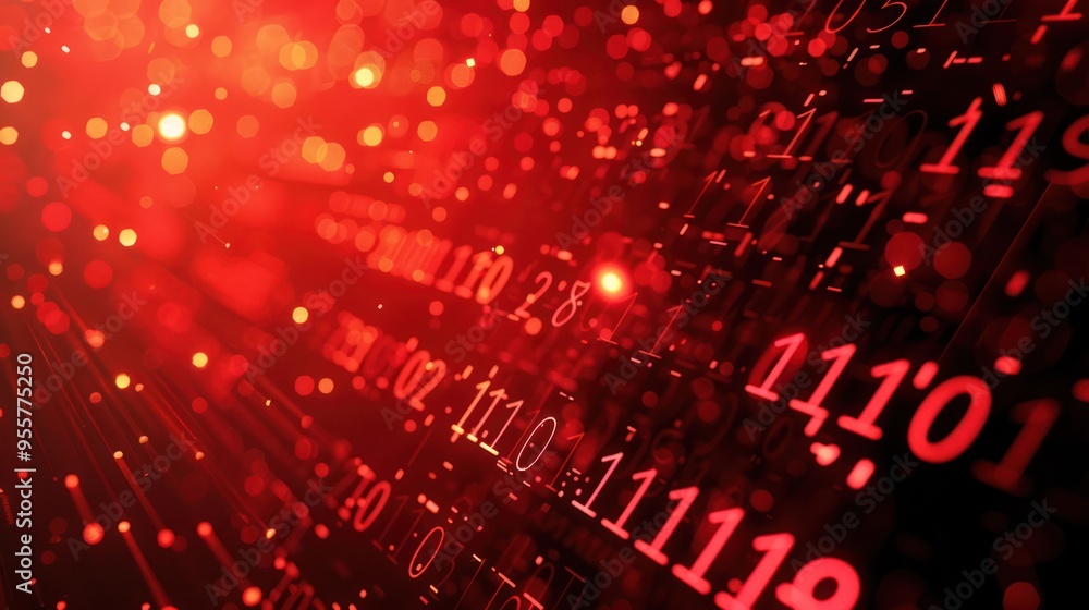 Poster binary code in red