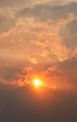 bright sunset in the evening sky