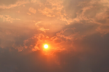 bright sunset in the evening sky