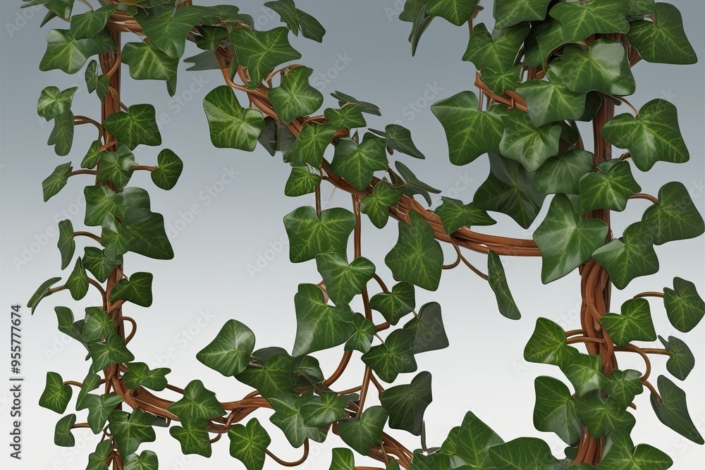 Poster vivid 3d crafted image of hedera helix ivy with intricate detail on a clear background