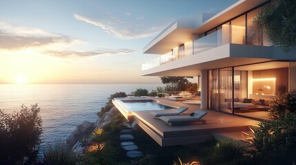 Fototapeta premium Elegant beachfront design featured in stunning building and architecture photos