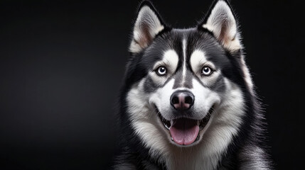 A minimalist alaskan malamute photo with precise color corrections and light adjustments