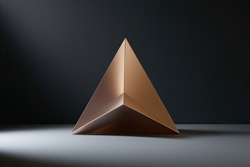 Fototapeta premium Minimalist 3D Tetrahedron in a Dark Setting: Elegant Geometric Artwork