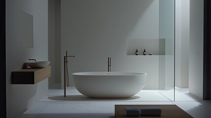 Fototapeta premium Luxurious Bathroom with Modern Amenities and Elegant Design