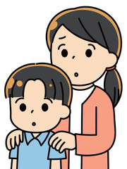 心配そうな親子