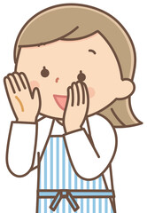 呼びかけをする主婦