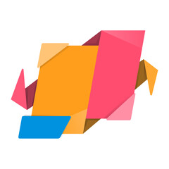 Origami sale banner label badge blank design template