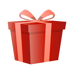 Gift box with ribbon decoration cartoon design on a white