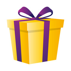 Gift box with ribbon decoration cartoon design on the white background