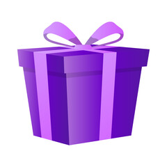 Gift box with ribbon decoration cartoon design on white