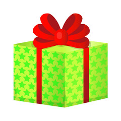 Gift box with ribbon decoration cartoon isolated on white background