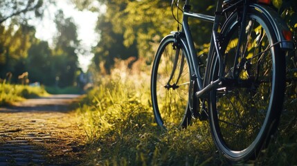 Fototapeta premium Serene Bicycle on a Sunlit Path
