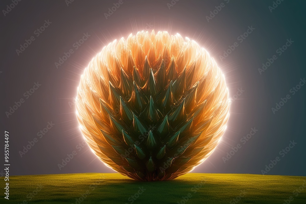 Fototapete radiant organic structure with three-dimensional glow and gradient backdrop
