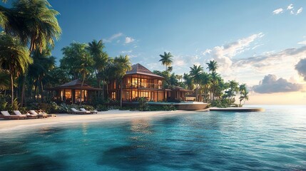 Obraz premium Opulent seaside building with beautiful design highlighted in stunning pictures