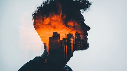 Double Exposure of a Man