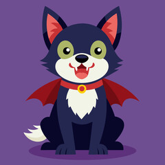 halloween cute  vampire dog vector illustration