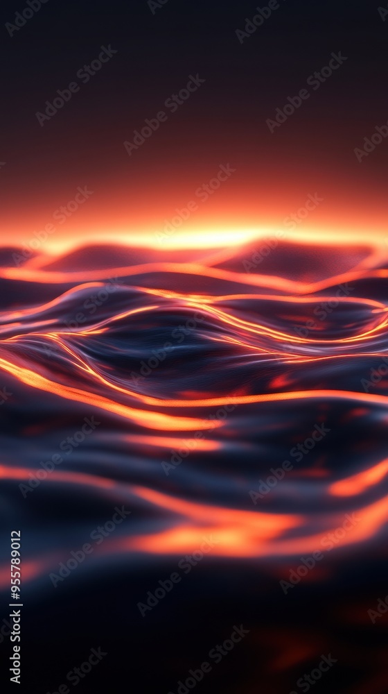 Poster abstract water waves illuminated by warm light create a mesmerizing visual effect, perfect for artis