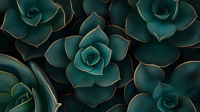 Vibrant succulent arrangement showcasing intricate rosette shapes and a captivating teal color in natural light - Powered by Adobe