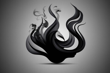Isolated Black Smoke Cut Out Design with Flowing Patterns and Textures