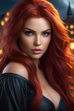 Beautiful Woman With Vibrant Red Hair