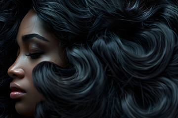 Radiance and vitality in black female hair, enhanced by specialized hair care products.