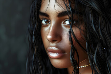 Black female hair with radiance and energy, enhanced by specialized hair care products.