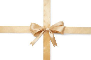 Satin ribbons with beautiful bow isolated on white background