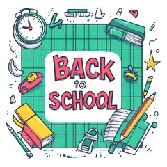 Back to School Illustration with Colorful Supplies