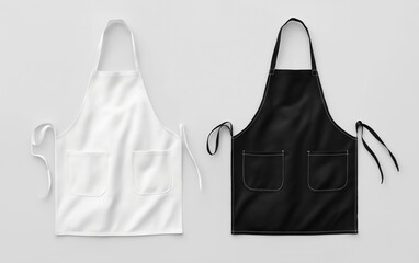 Kitchen apron mockup. Apron mockup isolated on background with copy space. Chef kitchen apron, uniform for cooking or baker, top view. Realistic style photo