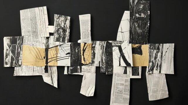 Aesthetic black and white abstract graphic newpaper cutout with Motion Design animation