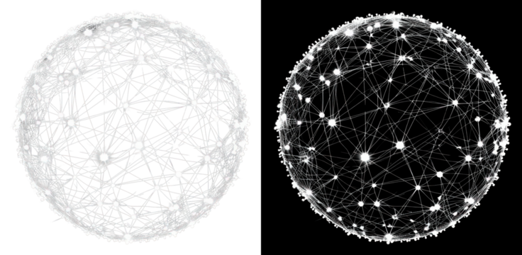 PNG Abstract interconnected glowing network spheres