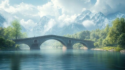 Fototapeta premium Beautifully designed bridge over river perfect for travel photography