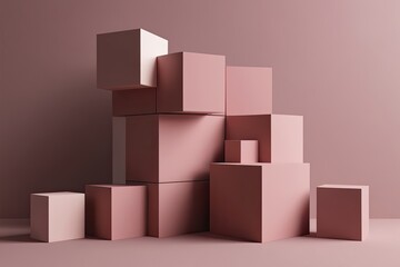 Obraz premium Minimalist Geometric Design Abstract 3D Render Background with Cubes and Shapes