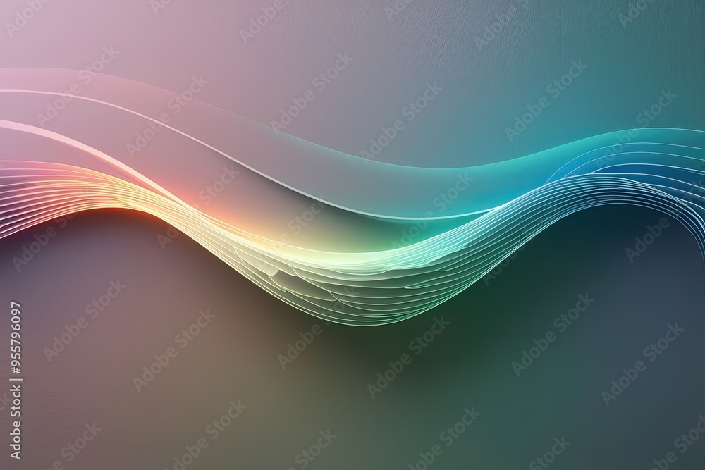 Poster vibrant gradient wave shape art design for canvas display