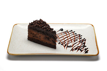 piece of cake on a plate. isolated on white background. 