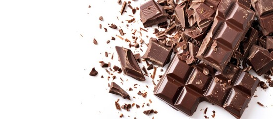 Fototapeta premium Chocolate Bars And Shavings Isolated On White