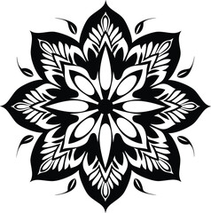 Mandala Design round Black silhouette