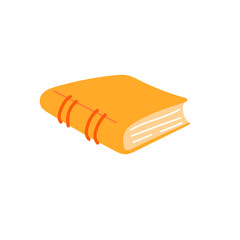 Vector icon of a closed book with a yellow cover. Ideal for educational book publishers and literature branding. Icon in cartoon style on isolated background.