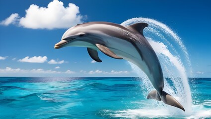 Graceful Dolphin Leaping Out of the Water, Showcasing Its Agility and Joyful Spirit in the Ocean