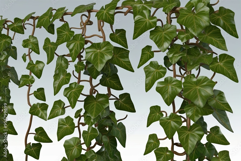 Poster high detail 3d rendered image of hedera helix ivy on transparent background